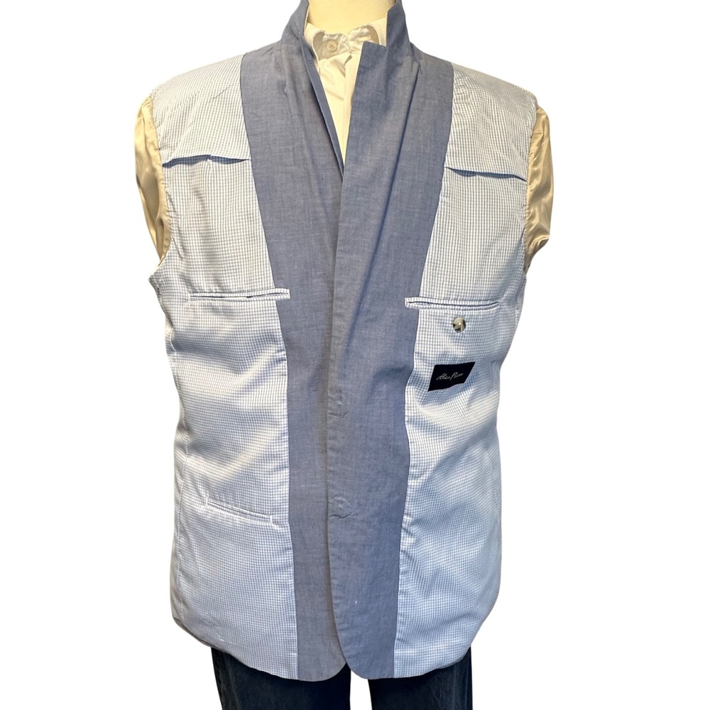Alan Flusser lightweight cotton Sport Coat 44L Blue Excellent 2-Button Blazer - Picture 6 of 8